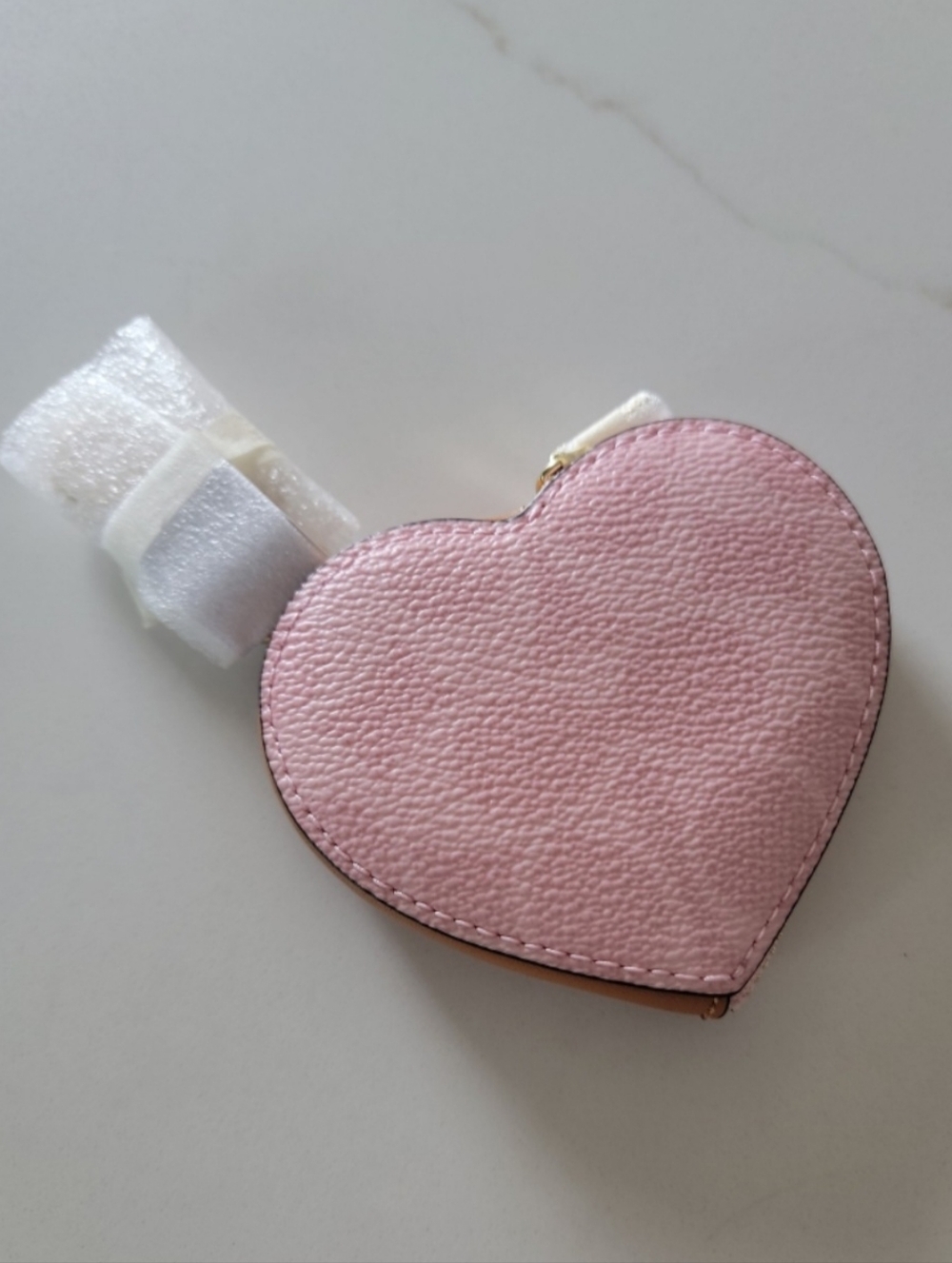 Coach Heart Bag Charm In Pink Signature Canvas - Picture 4 of 5